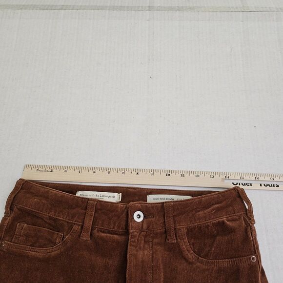 Pilcro & The Letterpress Jeans 29 Brown Corduroy High-Rise Skinny Ankle Stretch‎ - Picture 9 of 11
